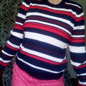 Striped long sleeve red white and blue colors